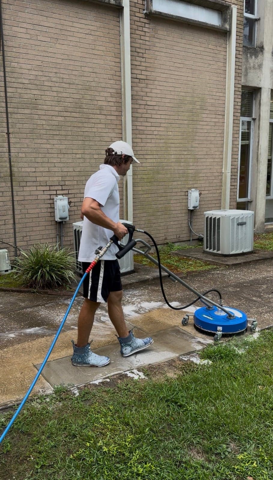 Max Pressure using a commercial surface cleaner on sidewalks at Cape Fear High School in Fayetteville NC