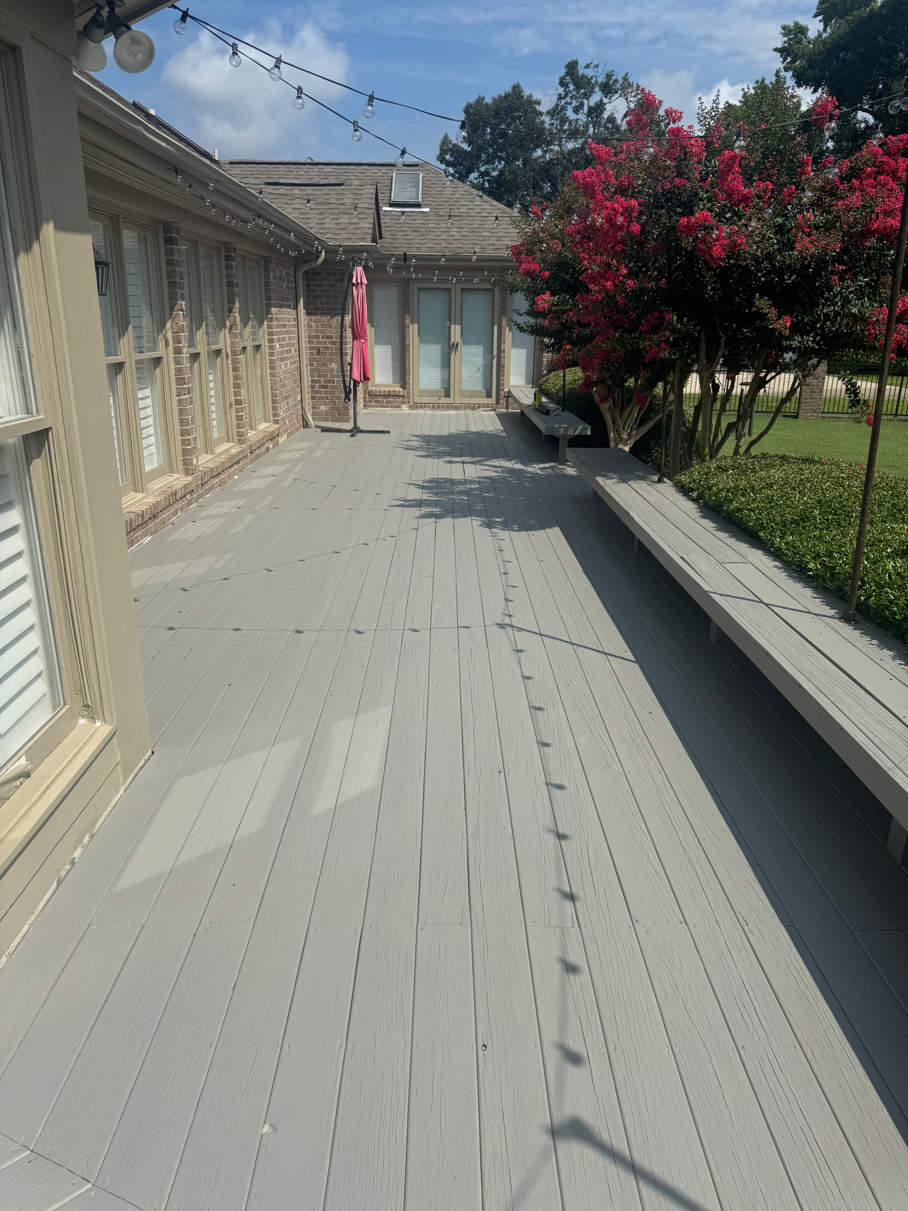 Wood deck cleaned and stained by Max Pressure in Fayetteville NC — restored color and protected finish