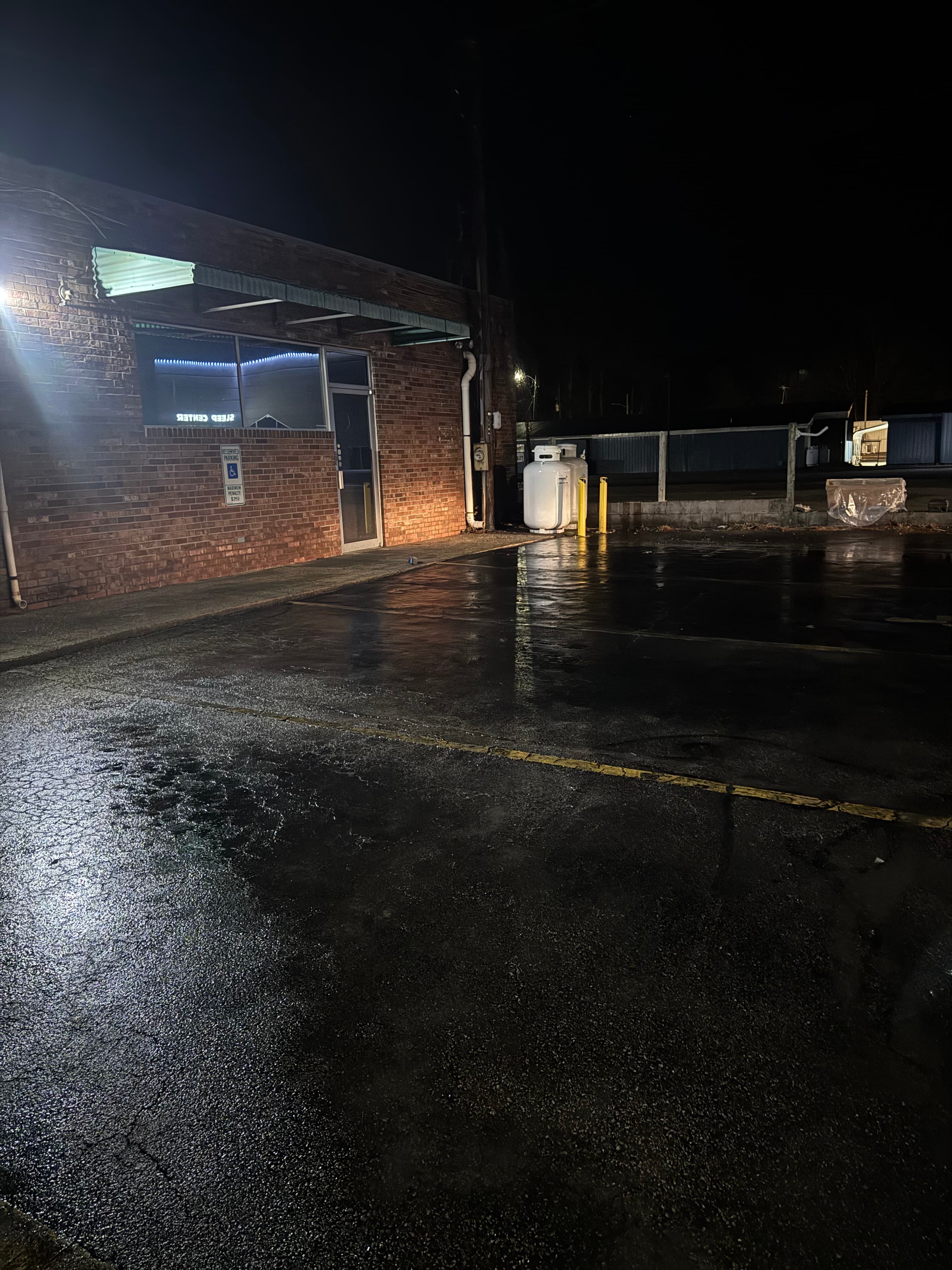 Commercial parking lot after pressure washing by Max Pressure in Fayetteville NC